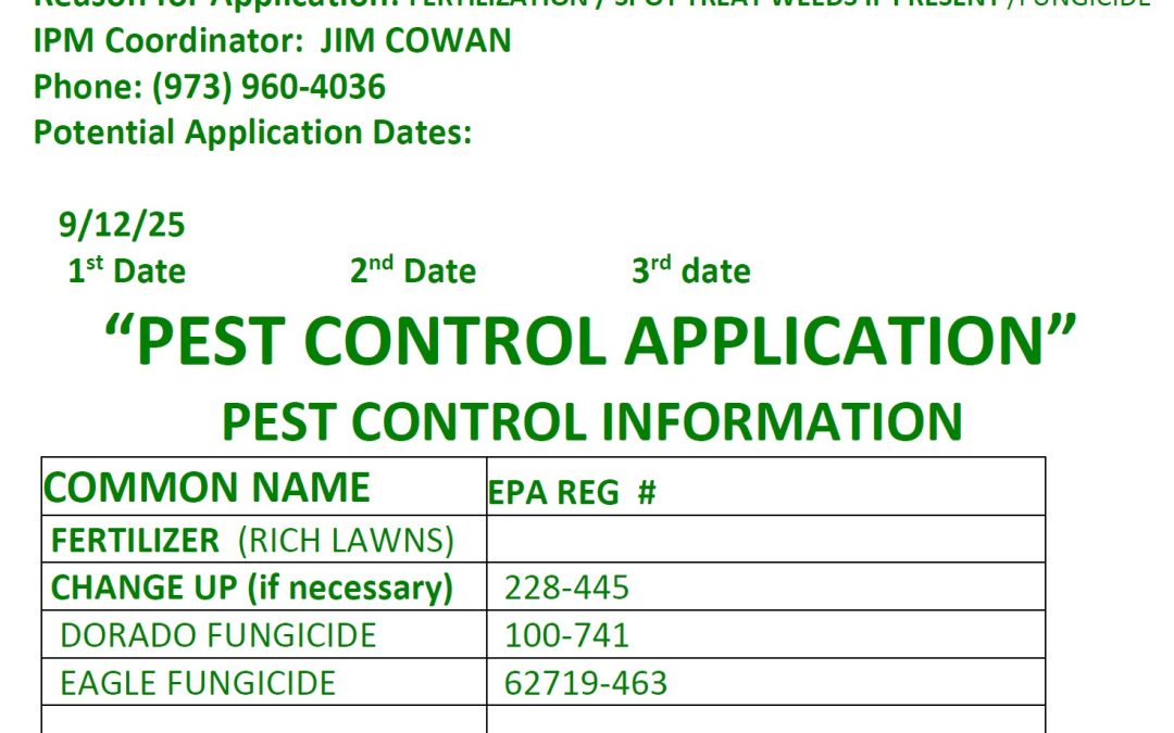Notice: Pest Control Applications 9/12/2025 – Click for Details